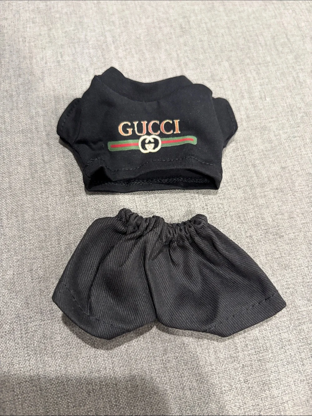 Labubu or XS Doll Black Shorts and Logo Tee
